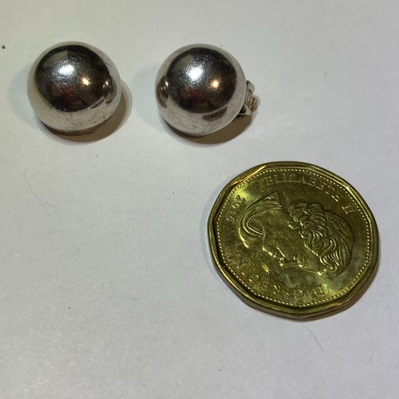 💝Vintage Modernist Clip on Earrings Taxco Silver 925 - Picture 5 of 5